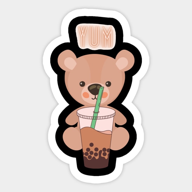 Bubble Tea Bear Sticker by Rowalyn Keith